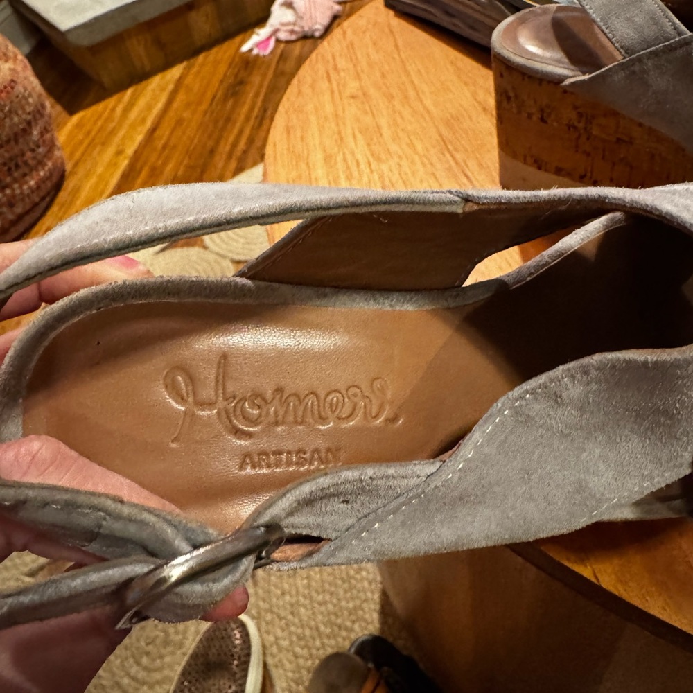 Homers Gray Suede Platform Heels - Picture 2 of 6